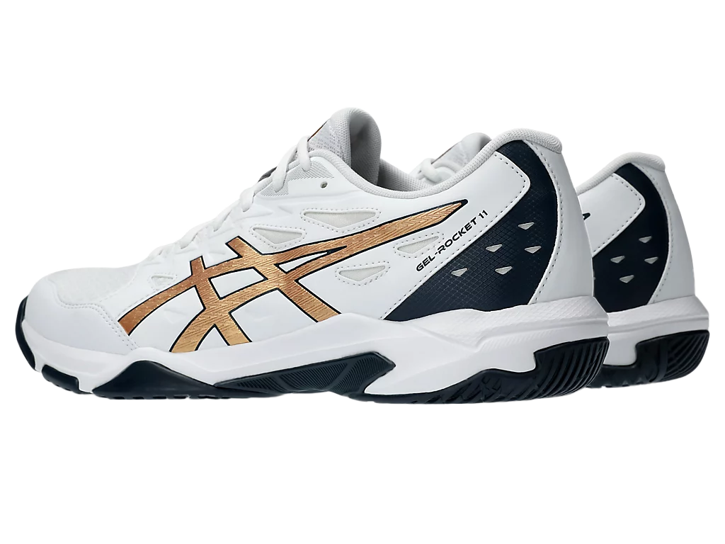 Asics Gel-Rocket 11 White / Pure Gold Pickleball Shoes (Men's)