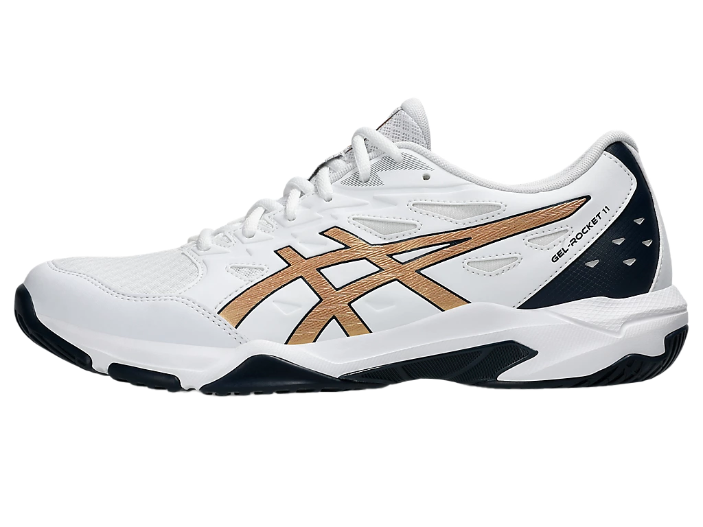 Asics Gel-Rocket 11 White / Pure Gold Pickleball Shoes (Men's)