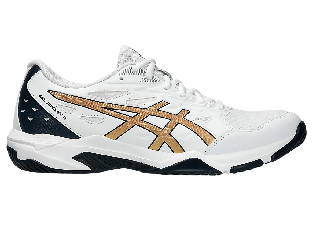 Asics Gel-Rocket 11 White / Pure Gold Pickleball Shoes (Men's)