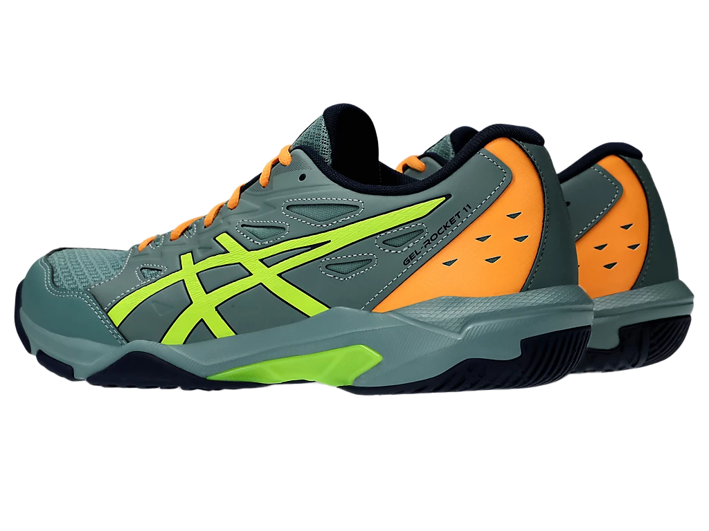 Asics Gel-Rocket 11 Celadon / Safety Yellow Pickleball Shoes (Men's)