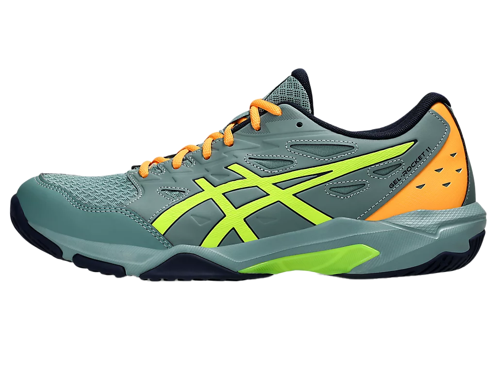 Asics Gel-Rocket 11 Celadon / Safety Yellow Pickleball Shoes (Men's)