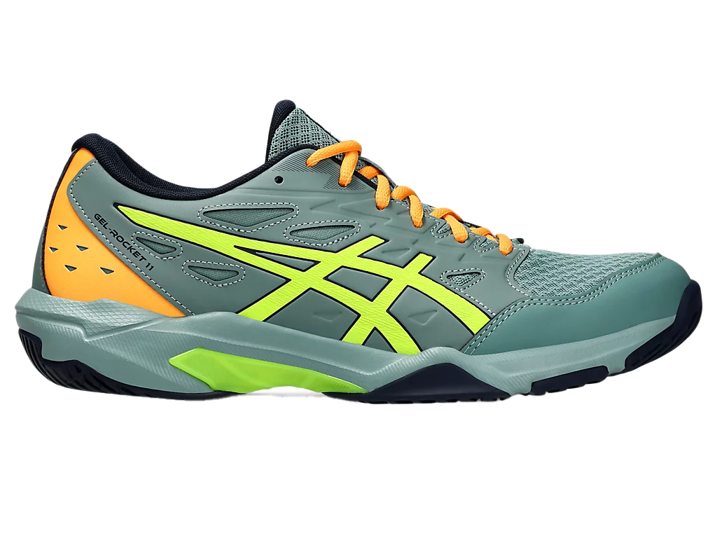 Asics Gel-Rocket 11 Celadon / Safety Yellow Pickleball Shoes (Men's)