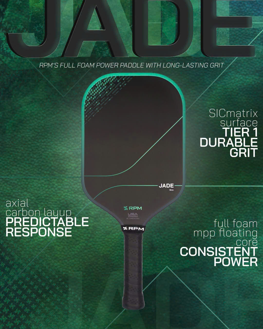 RPM Jade Elongated Pickleball Paddle
