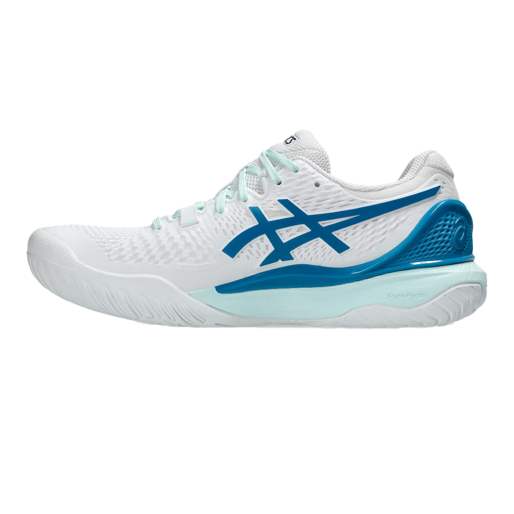Gel-Resolution 9 White / Teal Blue Women's Pickleball Shoes