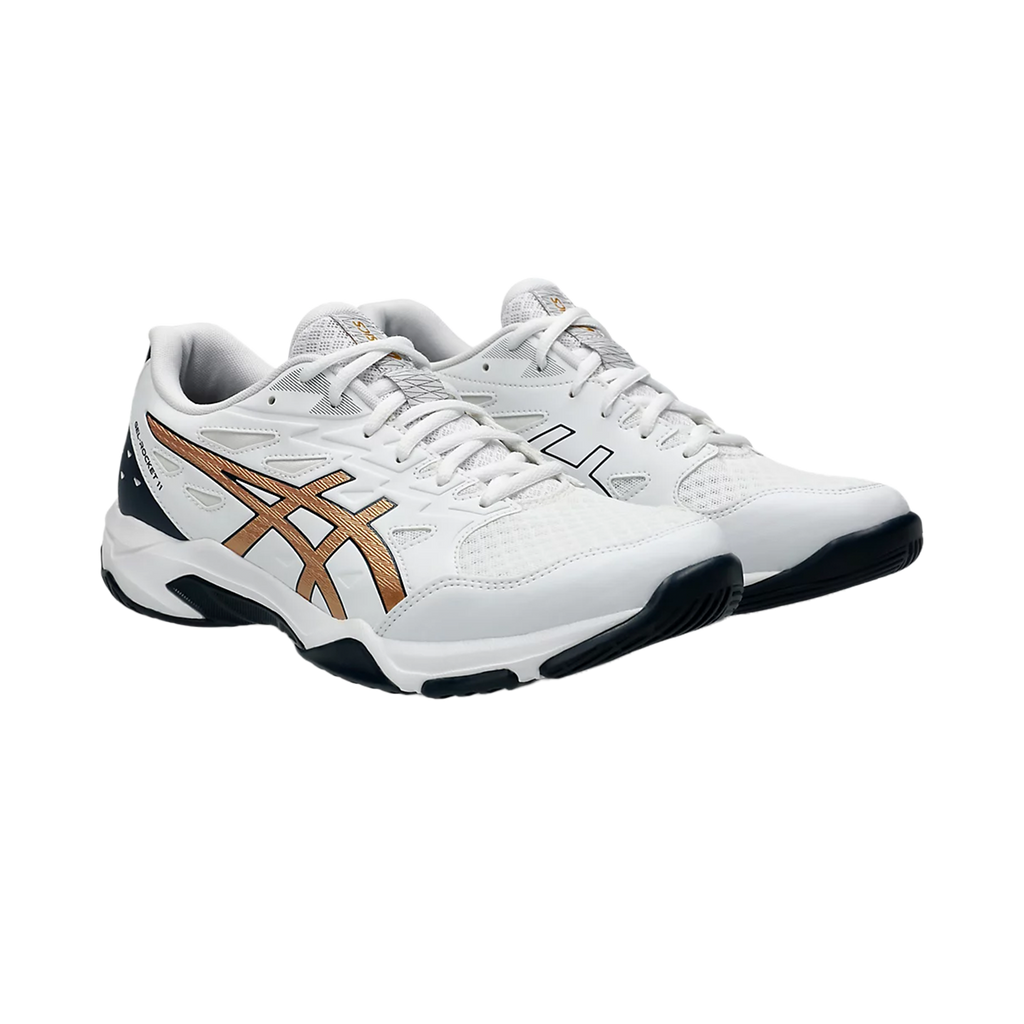 Asics Gel-Rocket 11 White / Pure Gold Pickleball Shoes (Men's)