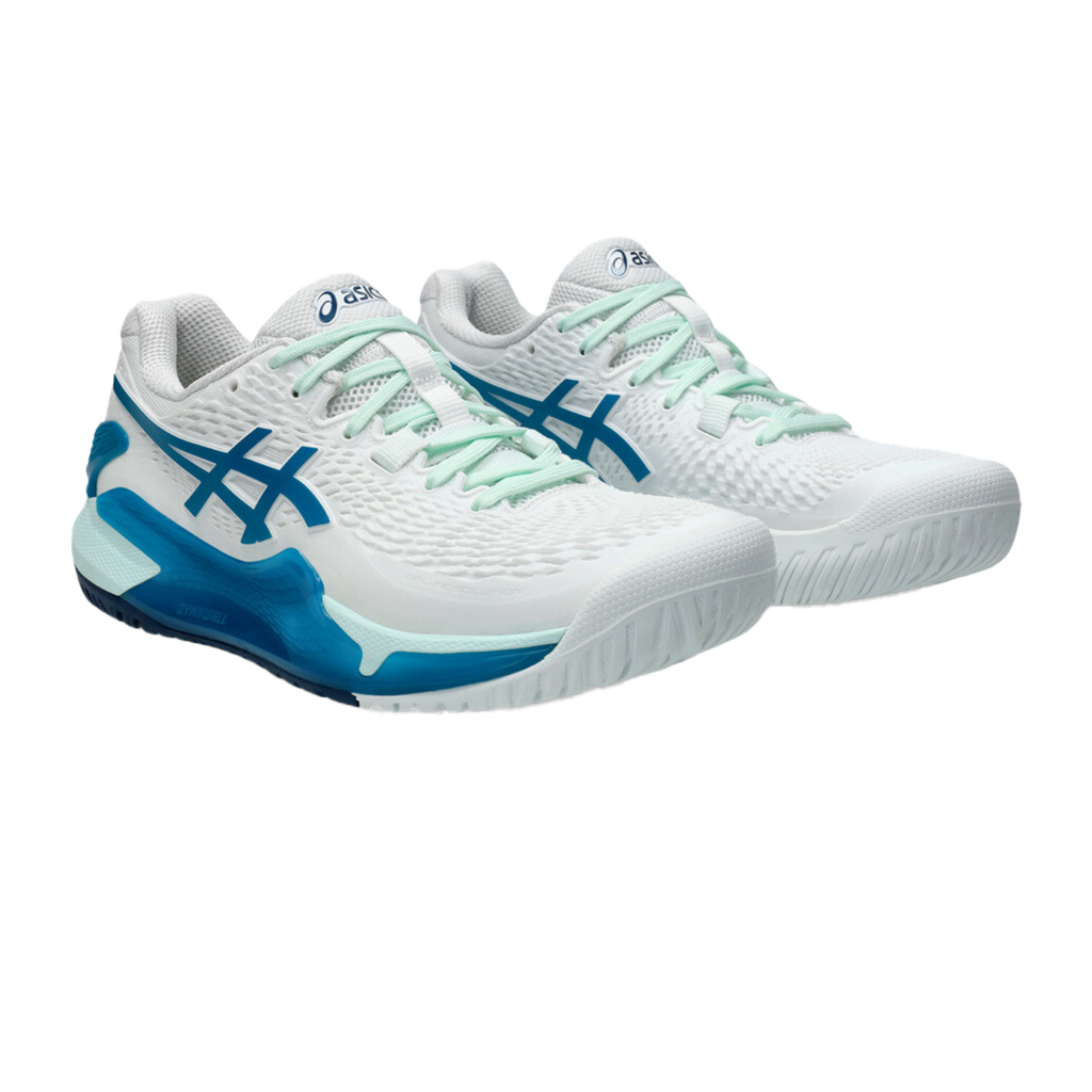 Gel-Resolution 9 White / Teal Blue Women's Pickleball Shoes