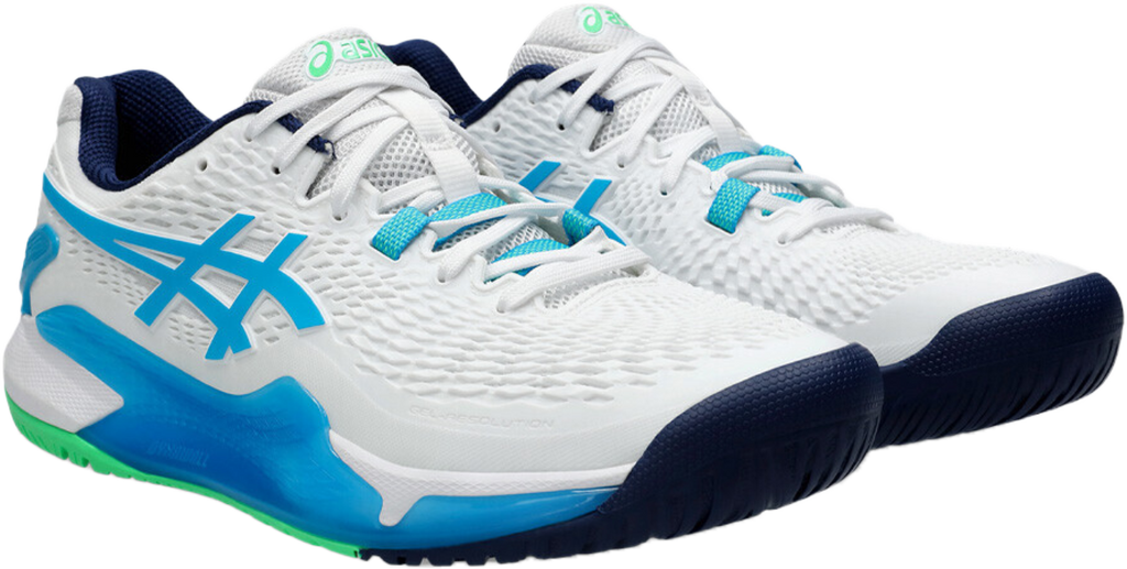 Gel - Resolution 9 White / Digital Aqua Pickleball Shoes (Unisex)