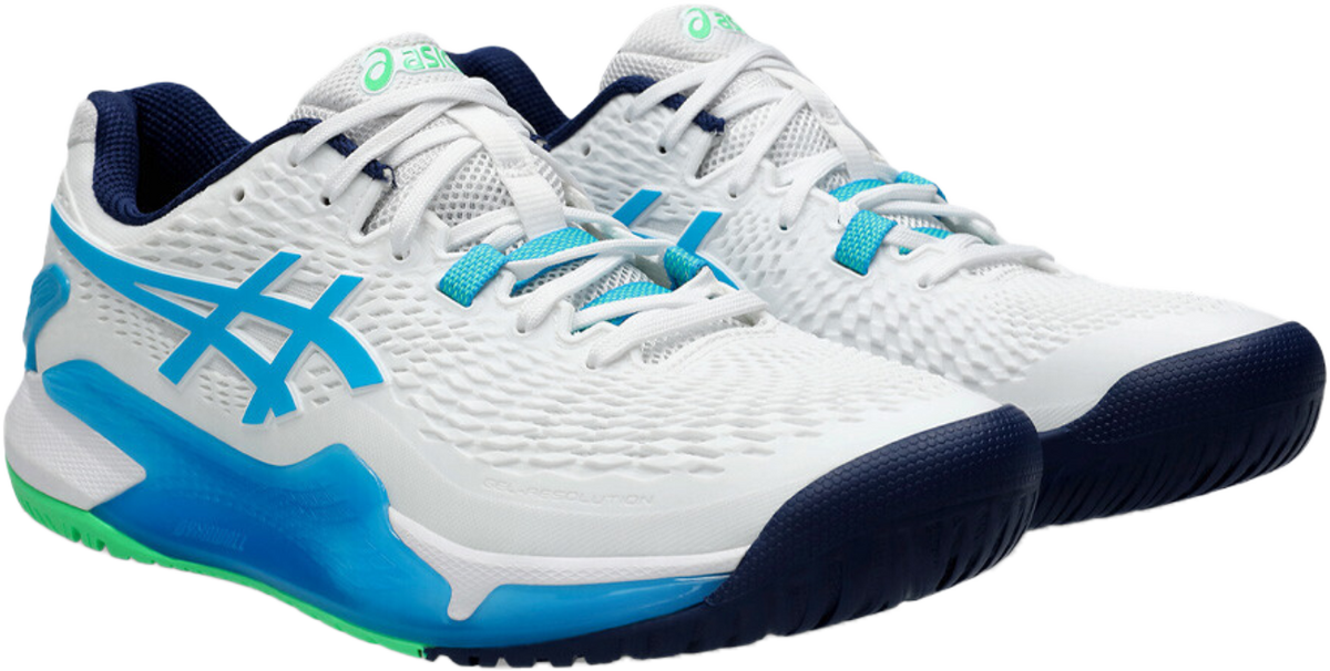 Gel - Resolution 9 White / Digital Aqua Pickleball Shoes (Unisex)